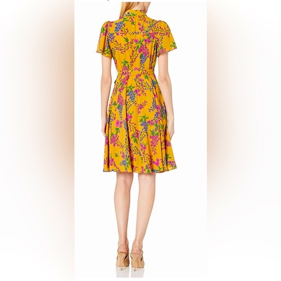 Nanette Lepore Floral Chiffon Button Up Shirtdress w Pintucks & Flutter Sleeves - Picture 8 of 9